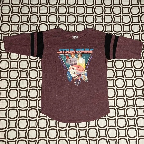 Star Wars Retro Graphic Varsity Tee – Maroon Speckle – Size M Women’s - Picture 7 of 9